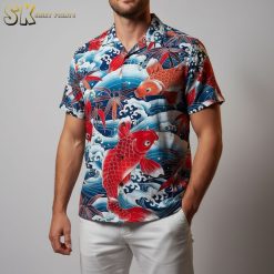 Tropical Fish Hawaiian Shirt for Men - Colorful Fish Print Button Down Beach Shirt