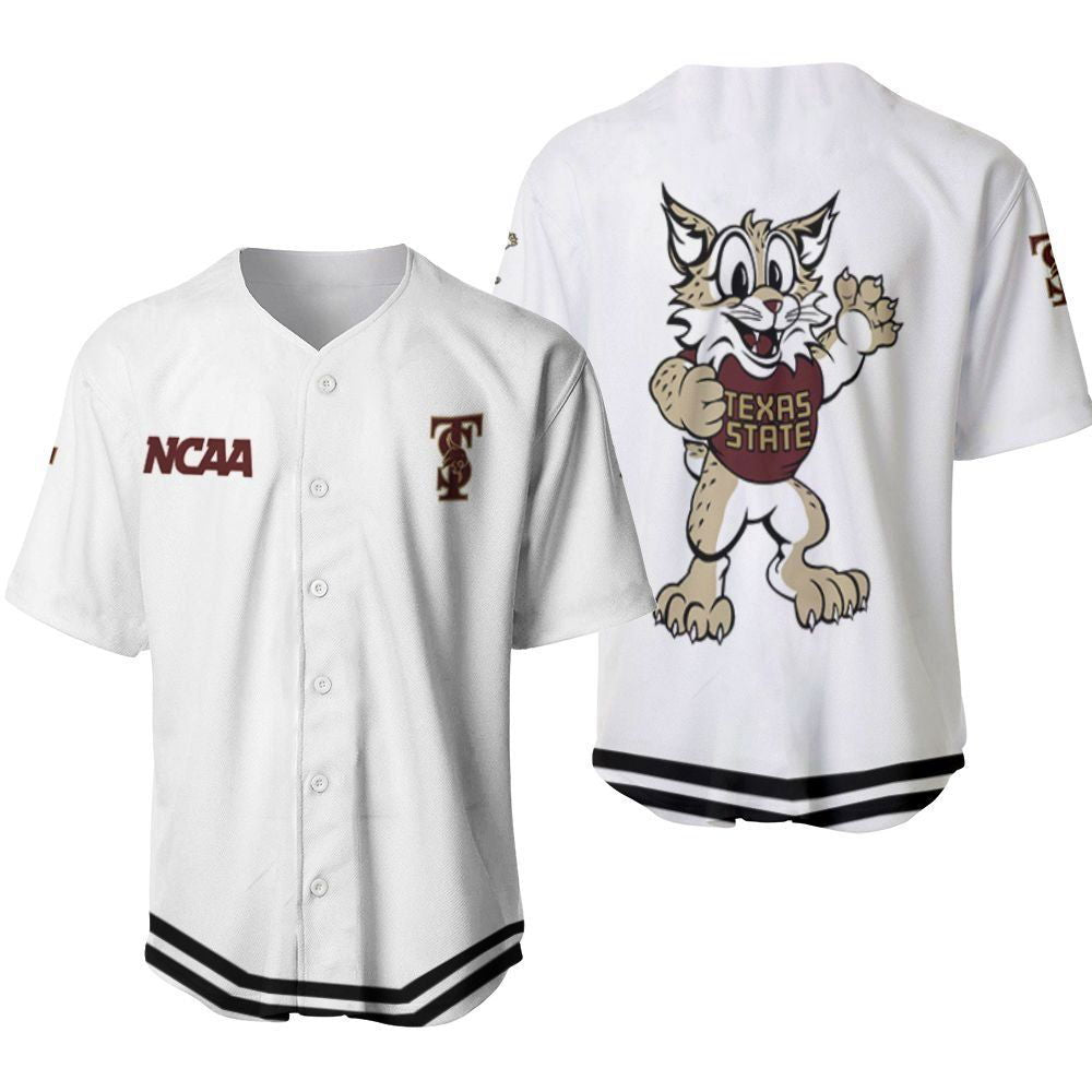 Texas State Bobcats Classic White With Mascot Gift For Texas State Bobcats Fans Baseball Jersey Gifts for Fans - lylyprint.com