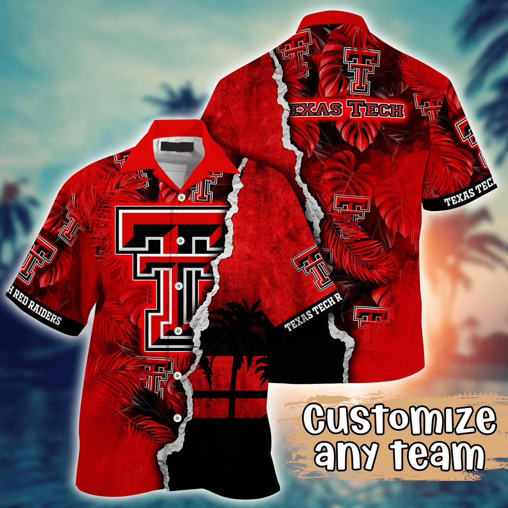 Texas Tech Red Raiders NCAA Hawaiian Shirt Custom Straw Hats Aloha Shirt