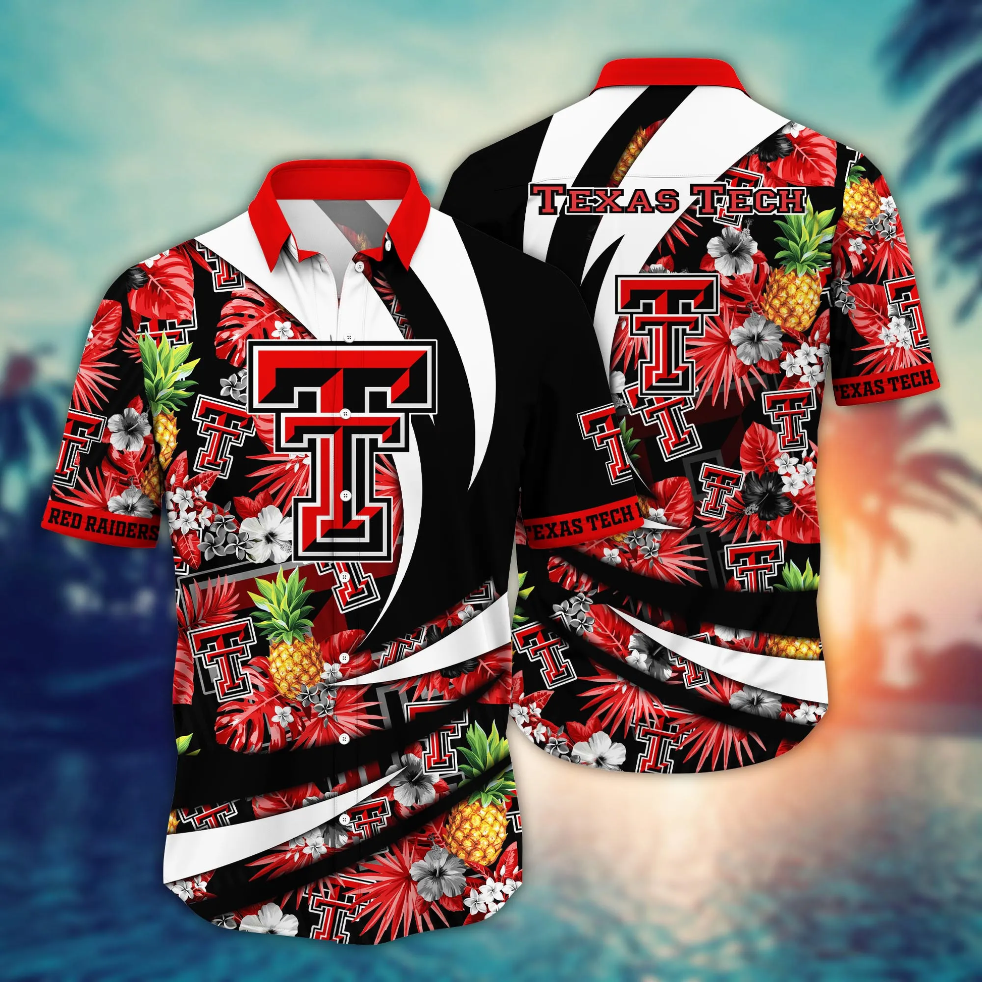 Texas Tech Red Raiders NCAA Hawaiian Shirt Umbrellas (For Sun) Aloha Shirt