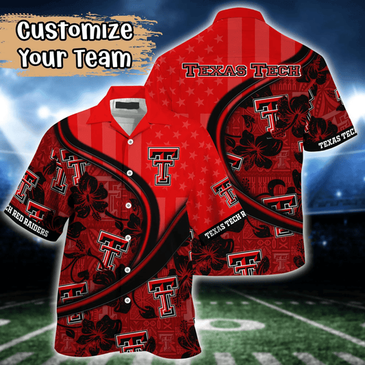 Texas Tech Red Raiders NCAA Us Flag Hawaiian Shirt Custom Summer Aloha Shirt