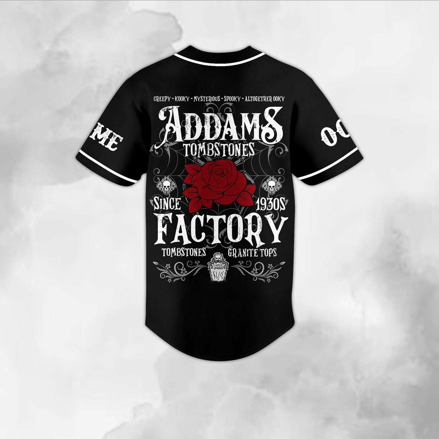 The Addams Family Tombstones Factory Black Custom Baseball Jersey