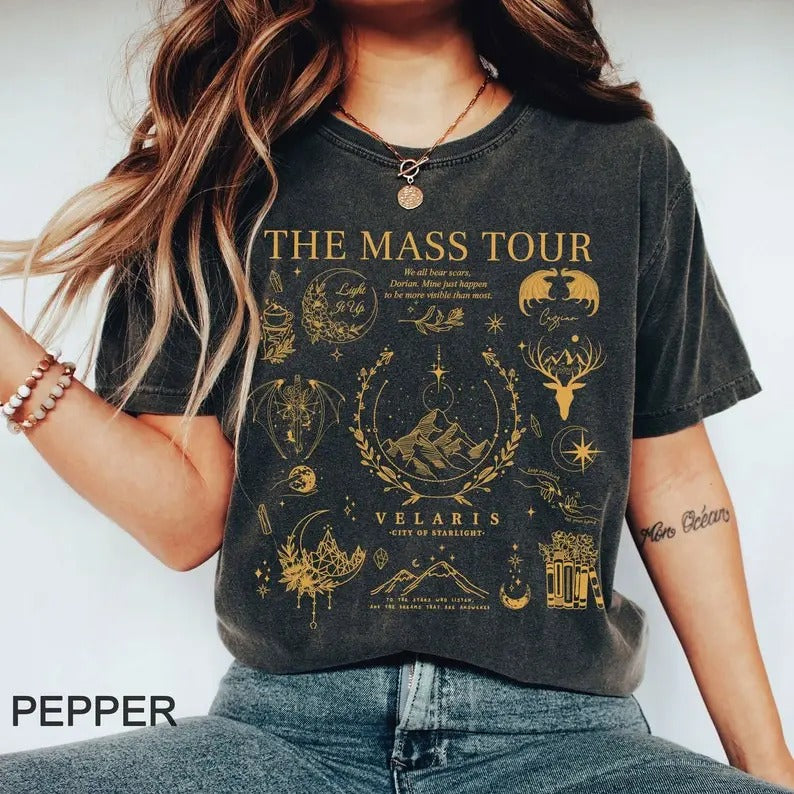 the mass tour tshirt, Velaris shirt, To the stars who listen, SJM Merch, A Court of Thorns and Roses, fourth wing merch