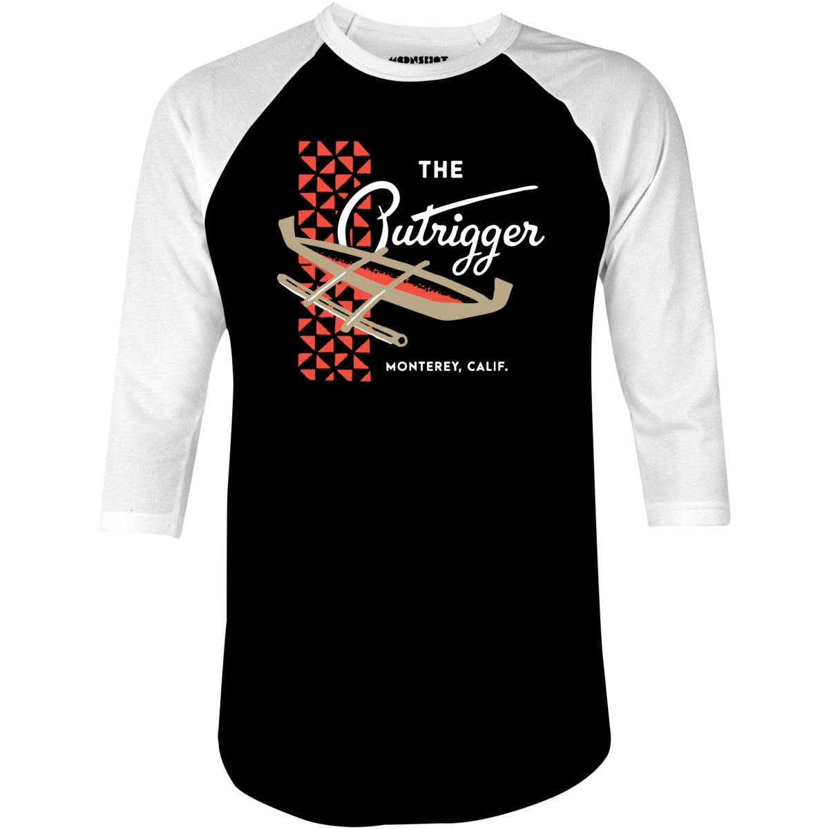 The Outrigger - Monterey, CA - Vintage Tiki Bar - 3/4 Sleeve Raglan T-Shirt