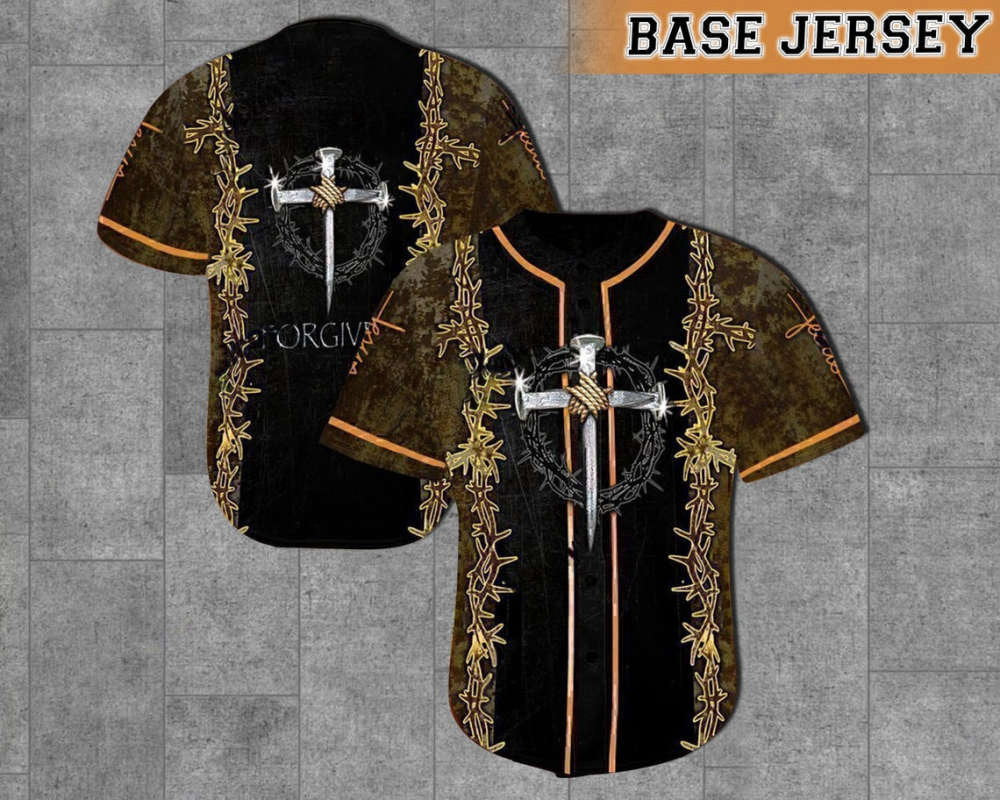 Colorful Thorn Cross Christian Baseball Jersey Adult Unisex S-5XL Full Size