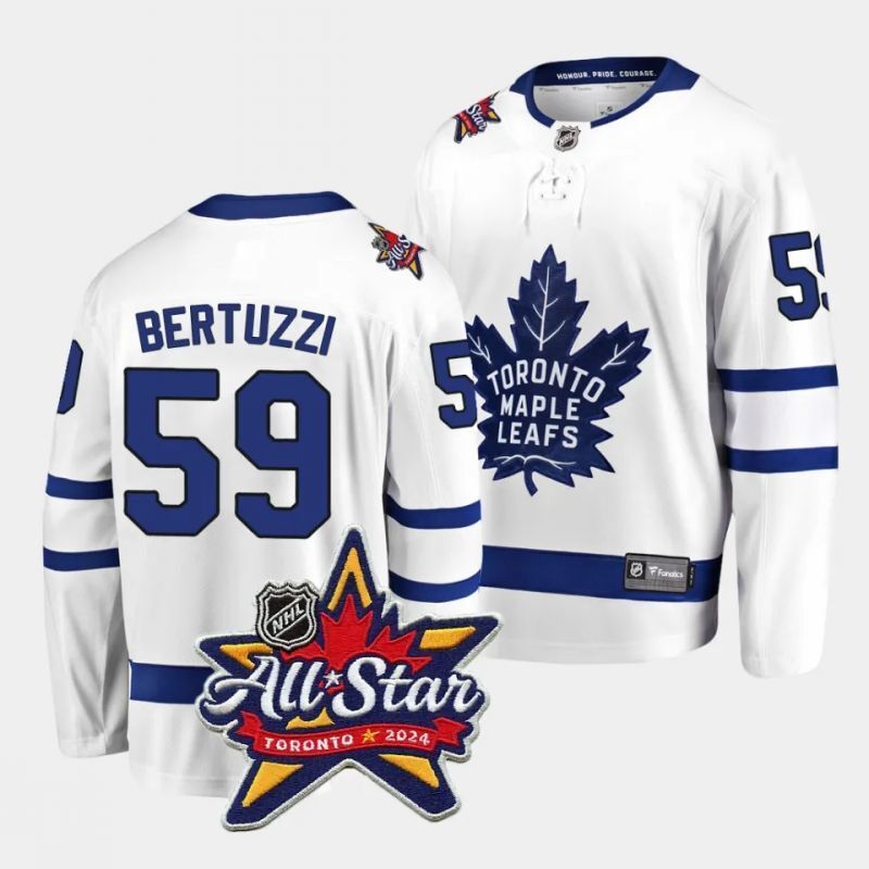 toronto maple leafs #59 tyler bertuzzi 2024 nhl all-star patch white away jersey