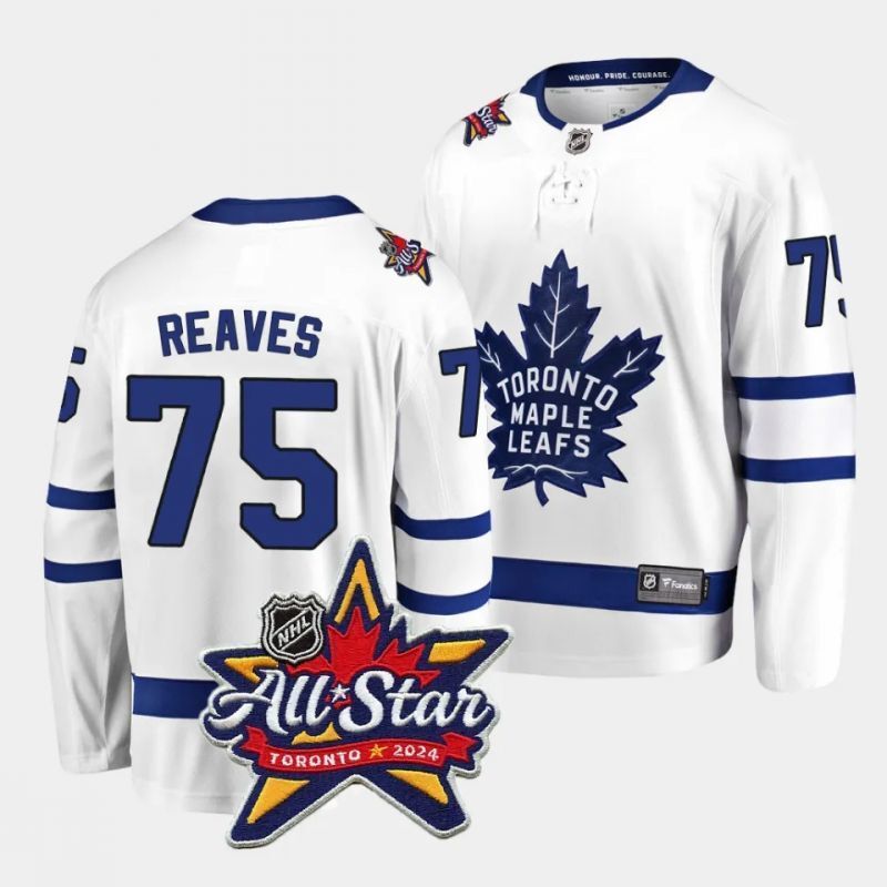 toronto maple leafs #75 ryan reaves 2024 nhl all-star patch white away jersey