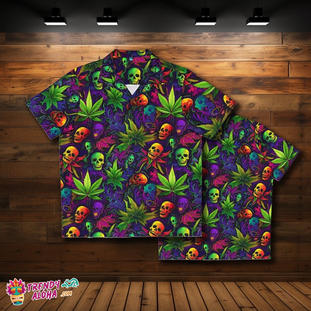Trippy Spooky Men's Hawaiian Shirt with Surreal Horror Imagery