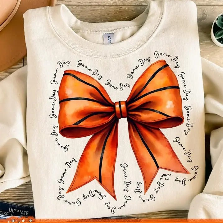 Basketball sweatshirt/hoodie/tshirt, Game Day Coquette Bow tshirt, Basketball mom hoodie, Game Day, Retro Basketball...