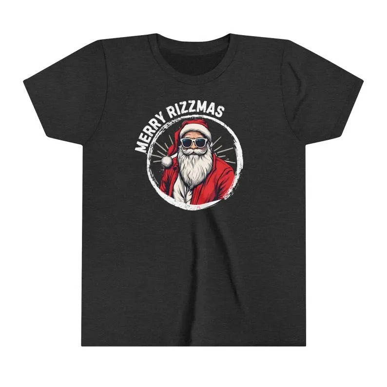 Funny Santa Rizz Youth sweatshirt/hoodie/tshirt, Rizz Santa, Merry Rizzmas, Cool Teen Boy Shirt, Christmas Shirt Kids,...