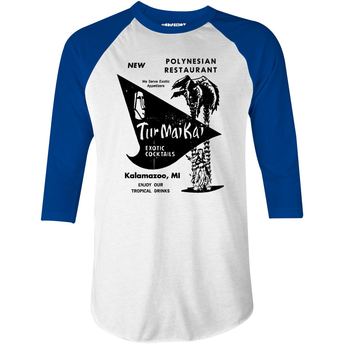 Tur Mai Kai - Kalamazoo, MI - Vintage Tiki Bar - 3/4 Sleeve Raglan T-Shirt