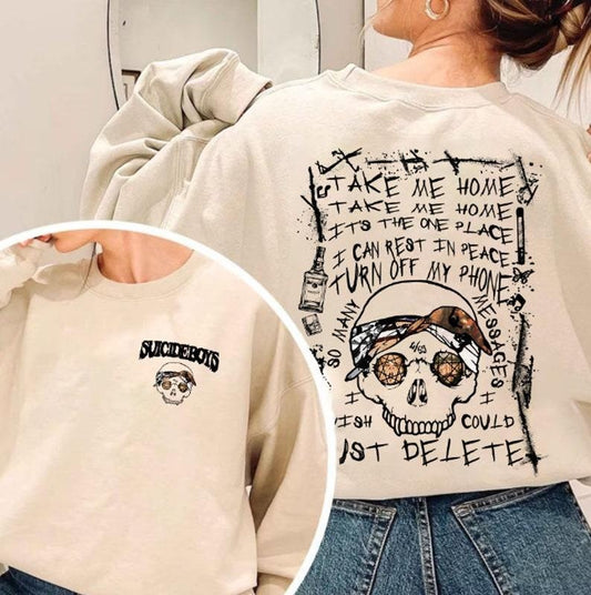 $uicideBoys Skeleton 2 Side Sweatshirt, SBoys Now The Moon's Rising Album Womenswear