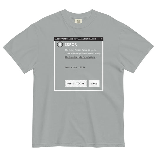 Error, Adult Person Failed To Start Men's Relaxed Fit Tee