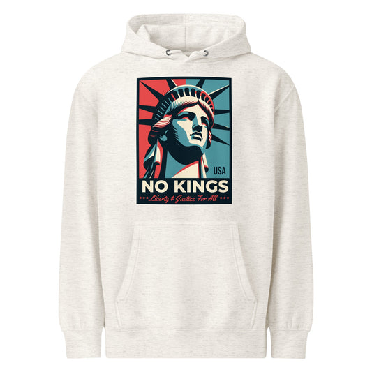 No Kings - Liberty and Justice For All Premium Hoodie T-Shirts, Sweatshirt | InkThreadWorks.com (Image 1)