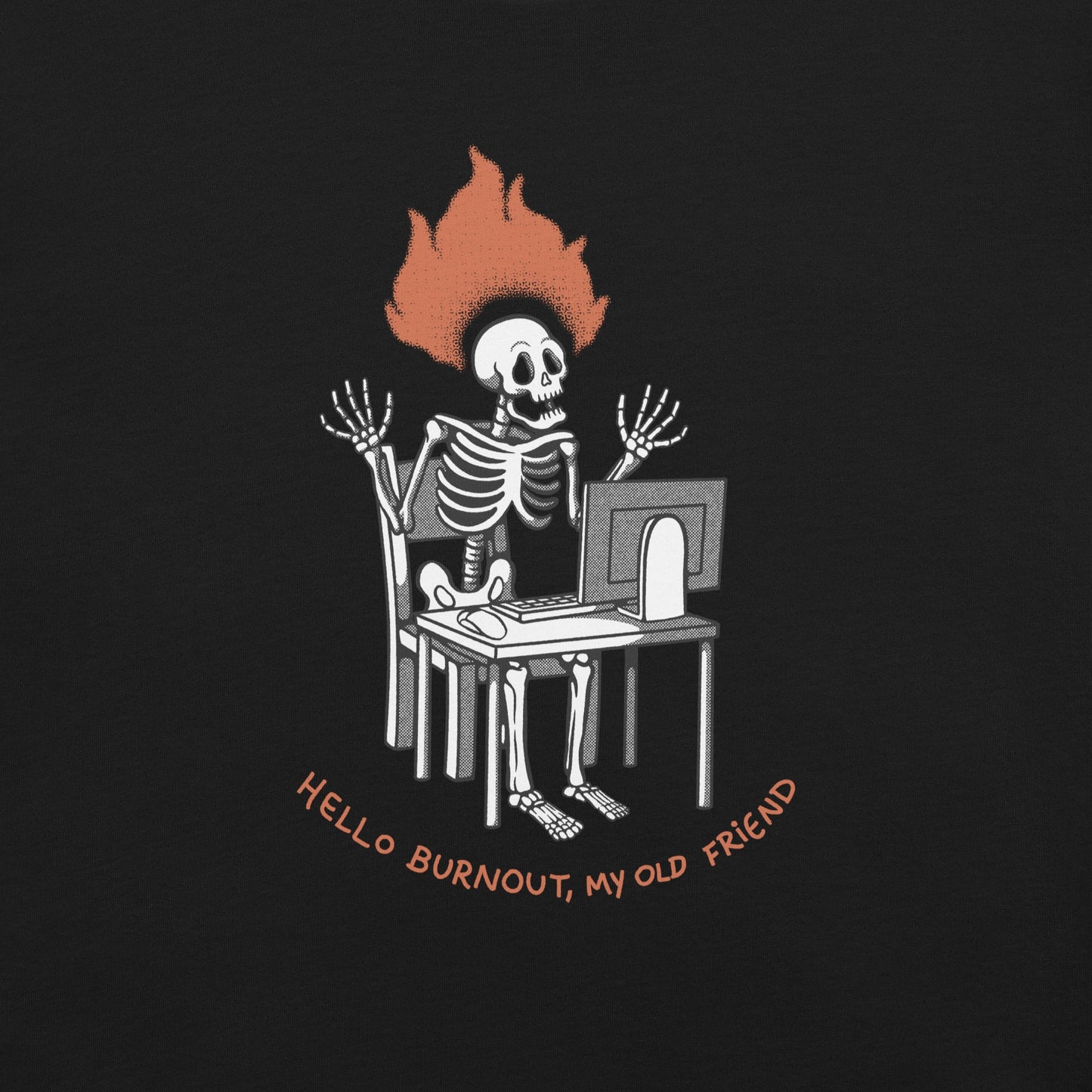 Skeleton Computer Burnout T-Shirt