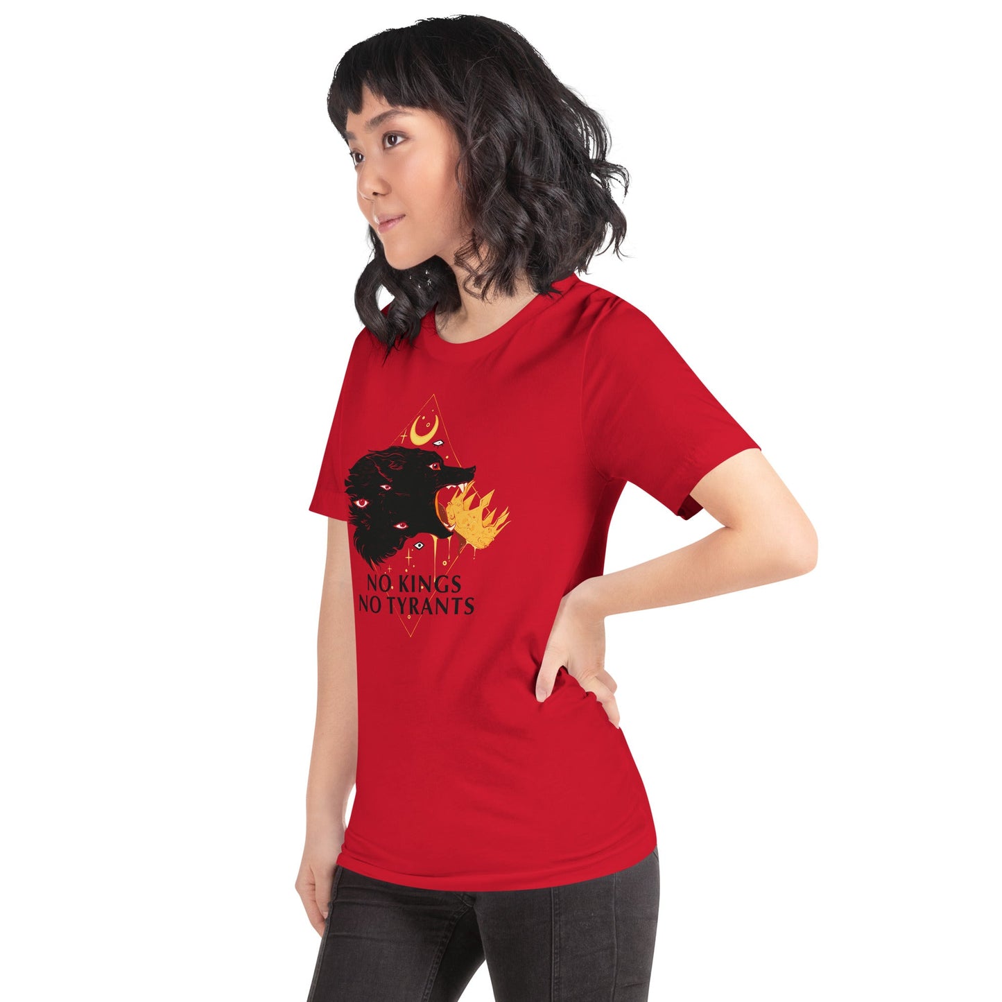 No Kings Wolf, Unisex T-Shirt Hoodie, Sweatshirt | InkThreadWorks.com (Image 3)