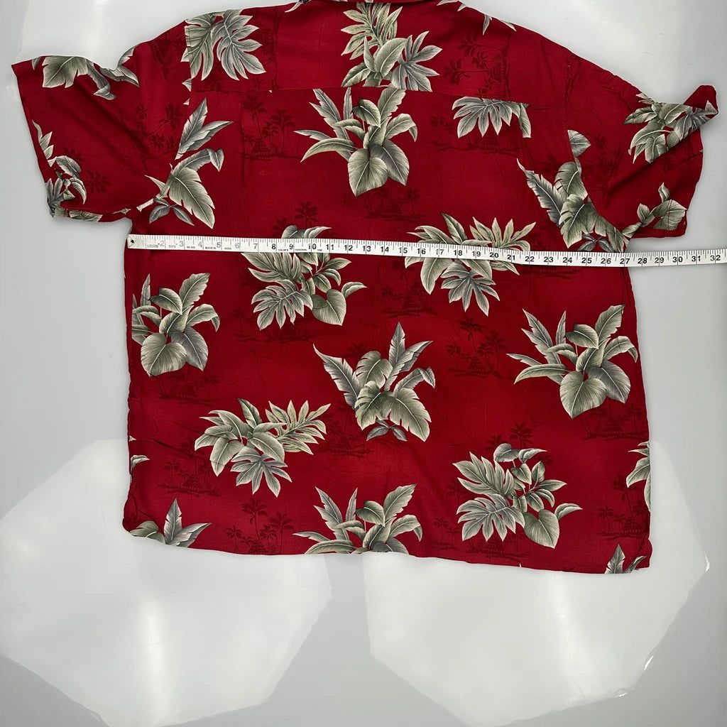 Croft & Barrow Floral Hawaiian Shirt - 2XL Red Cotton