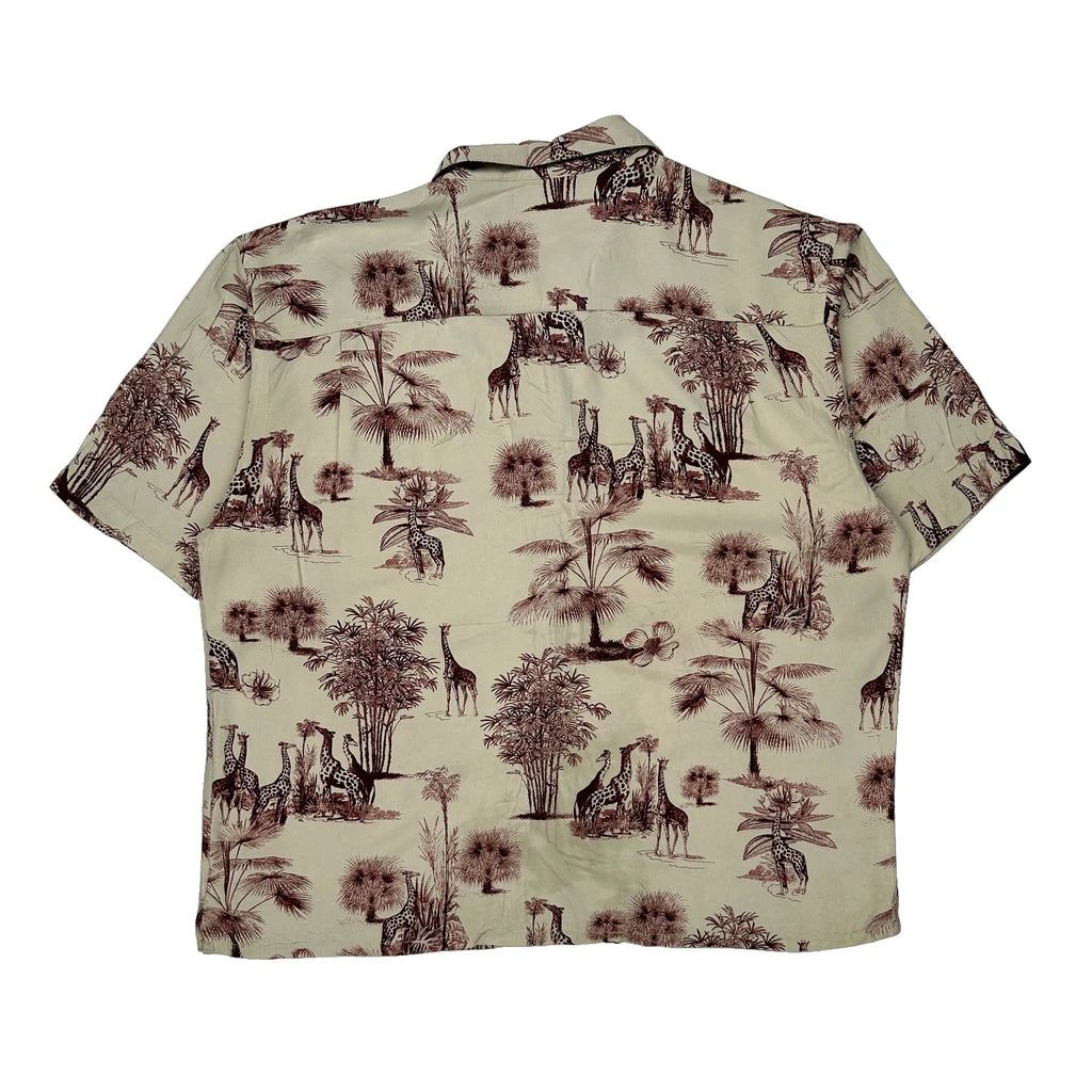 Roundtree & Yorke Hawaiian Shirt - Large Brown Viscose