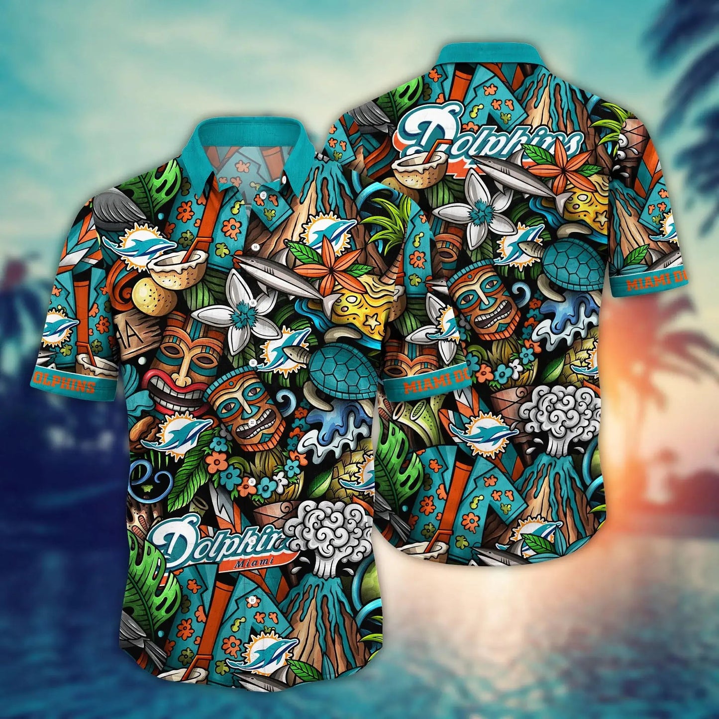 Miami Dolphins Hawaiian Shirt Tiki Island Spirit Design 789757