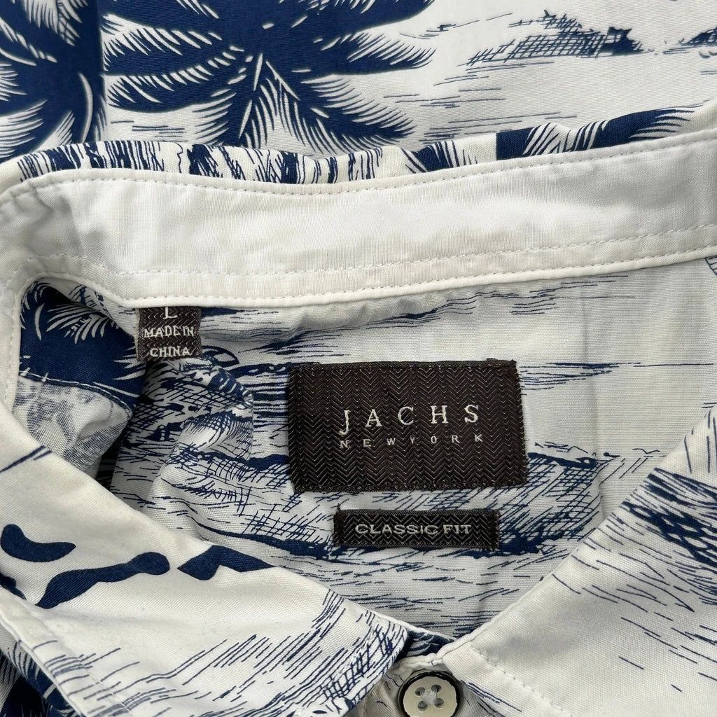 Jachs Hawaiian Shirt - Large Blue Cotton
