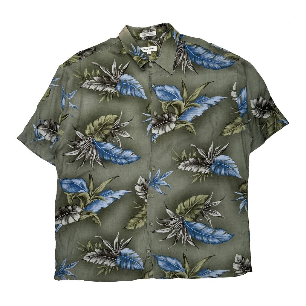 Pierre Cardin Floral Hawaiian Shirt - XL Blue Viscose