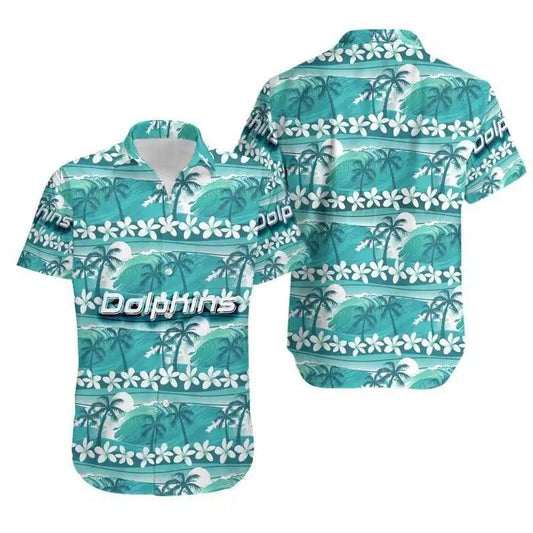 Miami Dolphins Hawaiian Shirt Palm Wave Design 587826
