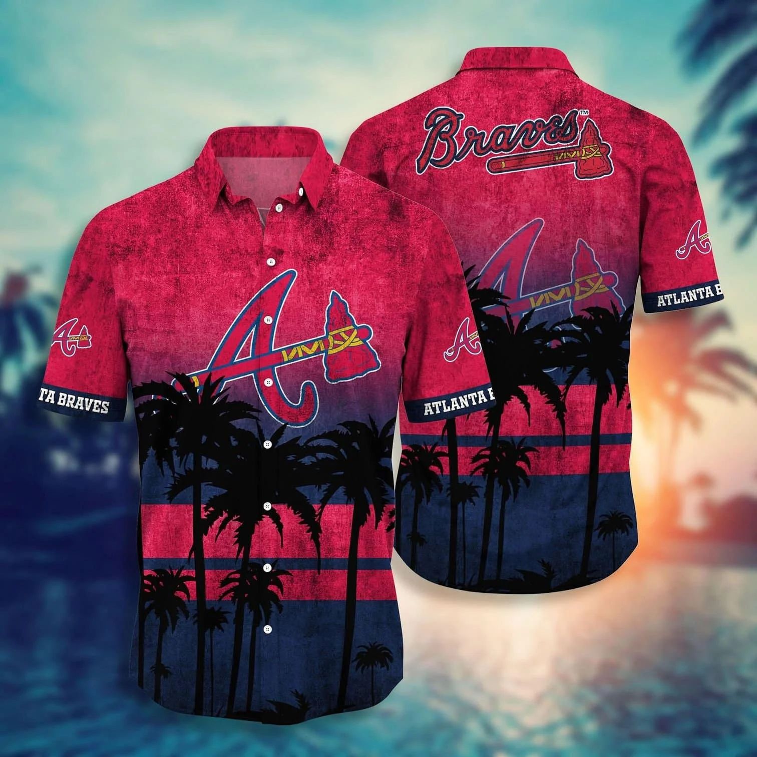 Atlanta Braves Hawaiian Shirt Tropical Horizon Design by