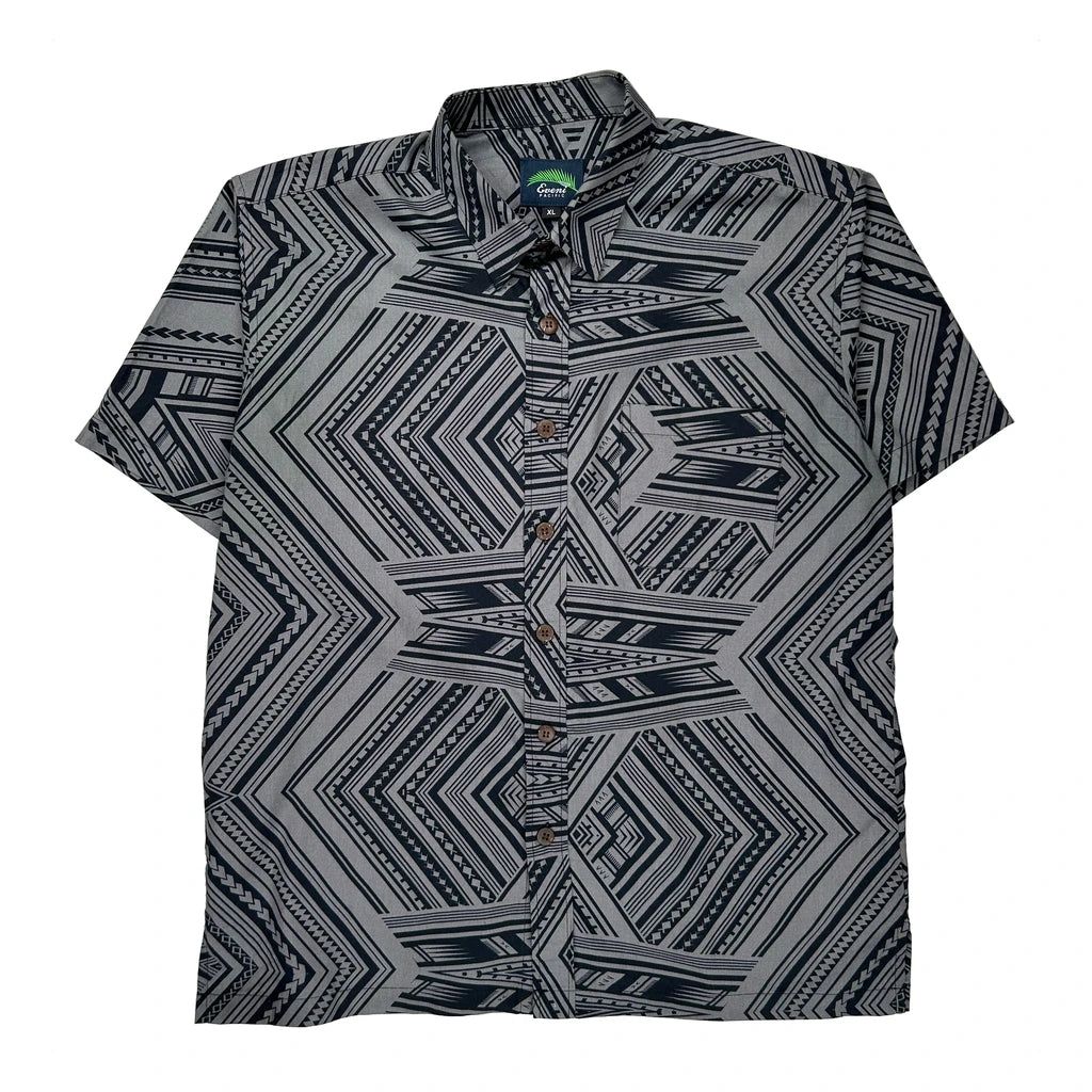 Eveni Hawaiian Shirt - XL Black Cotton