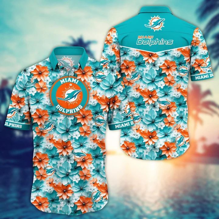 Miami Dolphins Hawaiian Shirt Floral Splash Design 549790