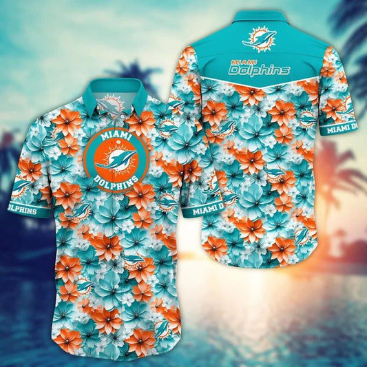 Miami Dolphins Hawaiian Shirt Floral Splash Design 549790