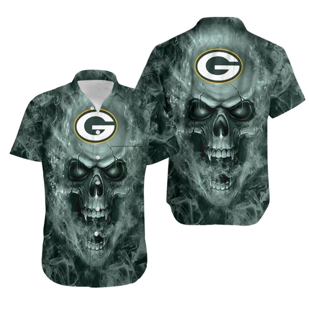 Green Bay Packers Smoke Skull Hawaiian Shirt 783919