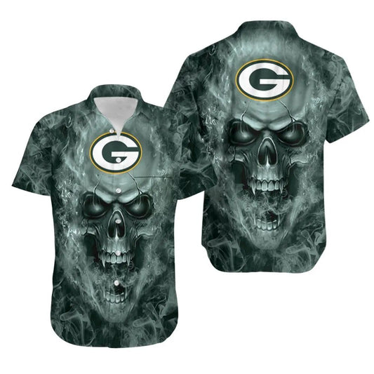 Green Bay Packers Smoke Skull Hawaiian Shirt 783919
