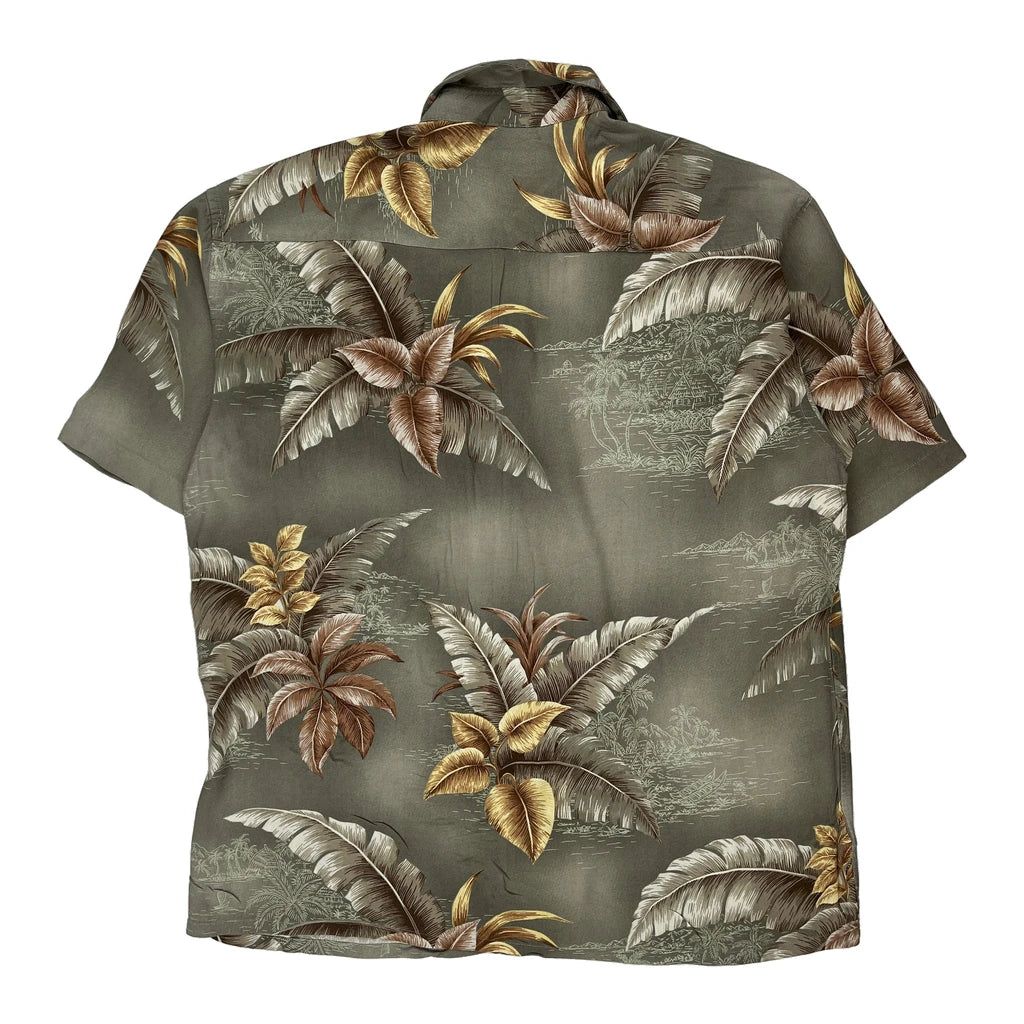 Hollis River Floral Hawaiian Shirt - Large Grey Cotton