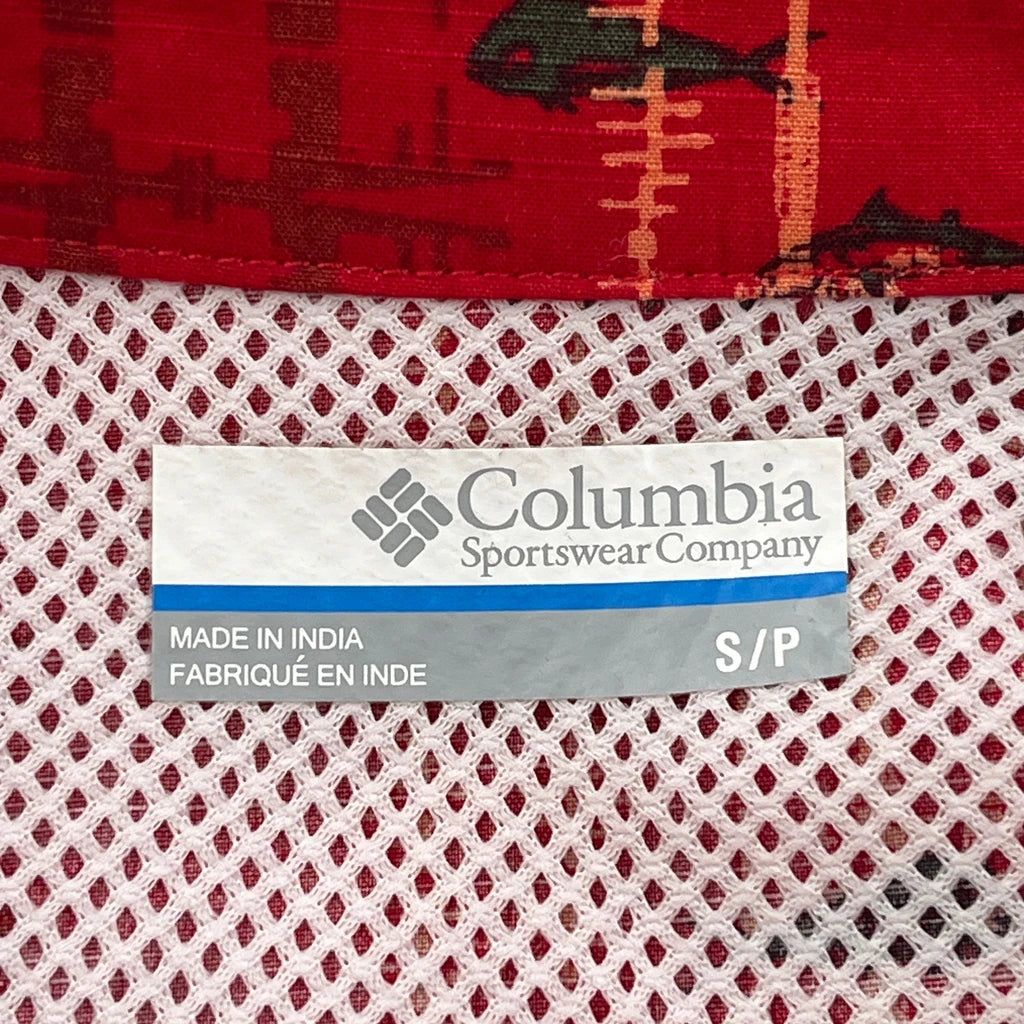 Fishing Columbia Hawaiian Shirt - Small Red Cotton