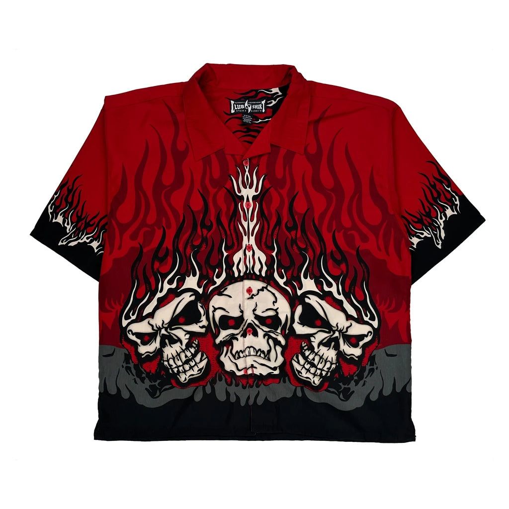 Y2K Steve & Barry Graphic Hawaiian Shirt - 3XL Red Polyester