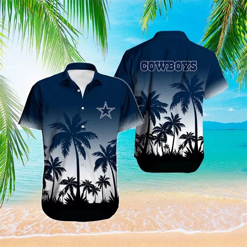 Dallas Cowboys Hawaiian Shirt with Palm Silhouette Design 994108