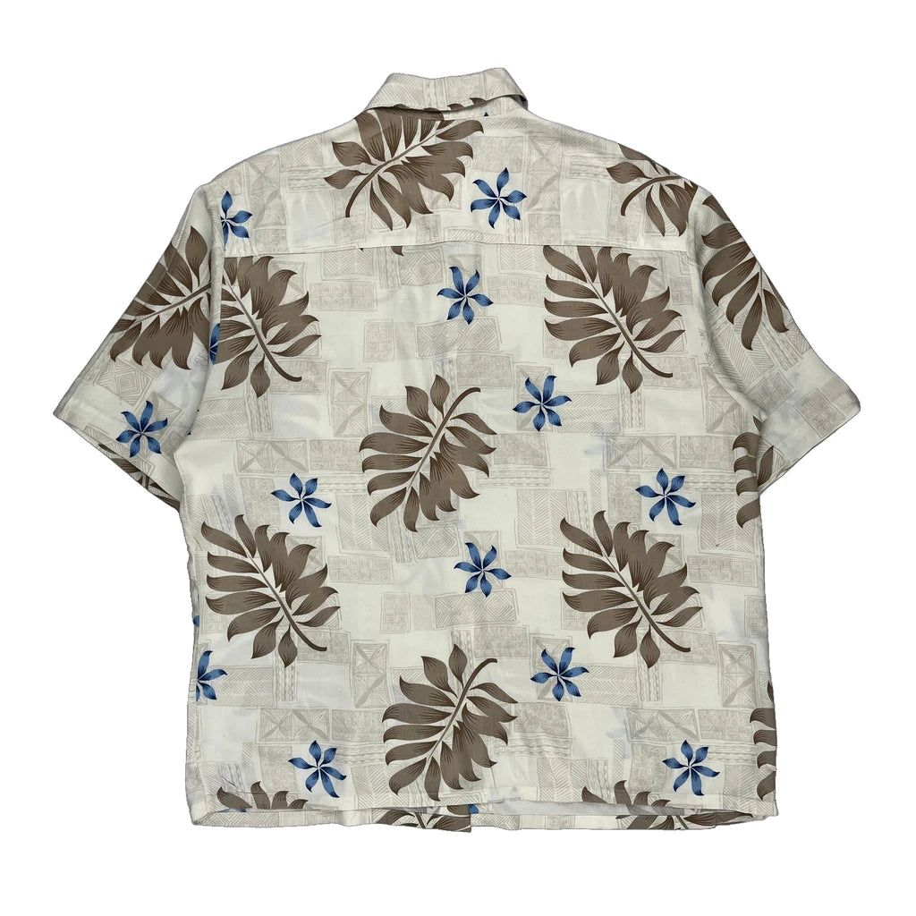 Puritan Floral Hawaiian Shirt - Large Blue Viscose