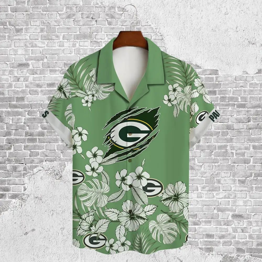 Green Bay Packers Hawaiian Shirt Tropical Paradise Breeze Design