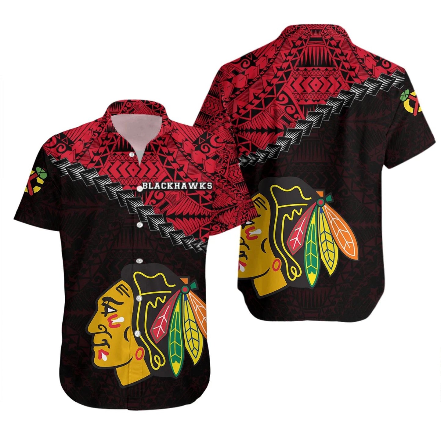 Chicago Blackhawks Tribal Legacy Hawaiian Shirt 984108