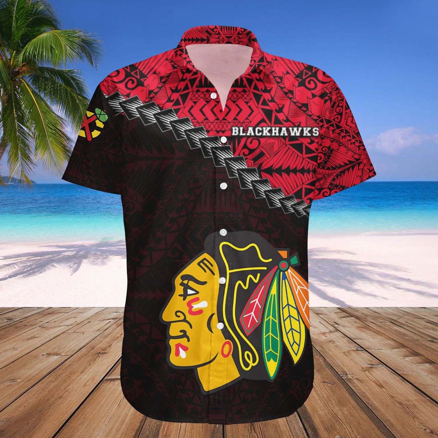 Chicago Blackhawks Tribal Legacy Hawaiian Shirt 984108