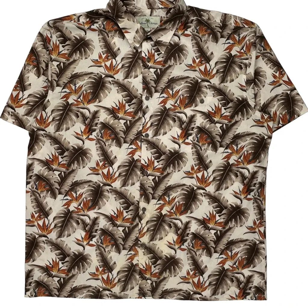 Island Shores Floral Hawaiian Shirt - XL Multicoloured Cotton