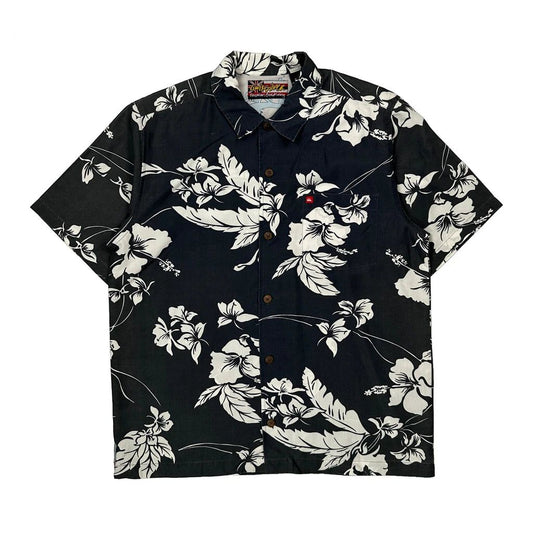 Hawaiian Boardriding Quiksilver Floral Hawaiian Shirt - Large Black Cotton