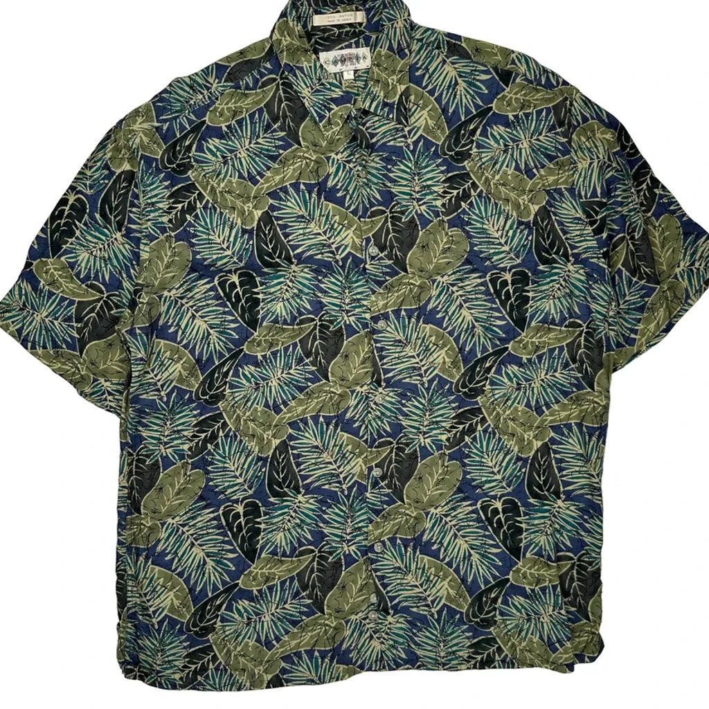 Campia Hawaiian Shirt - Large Green Viscose