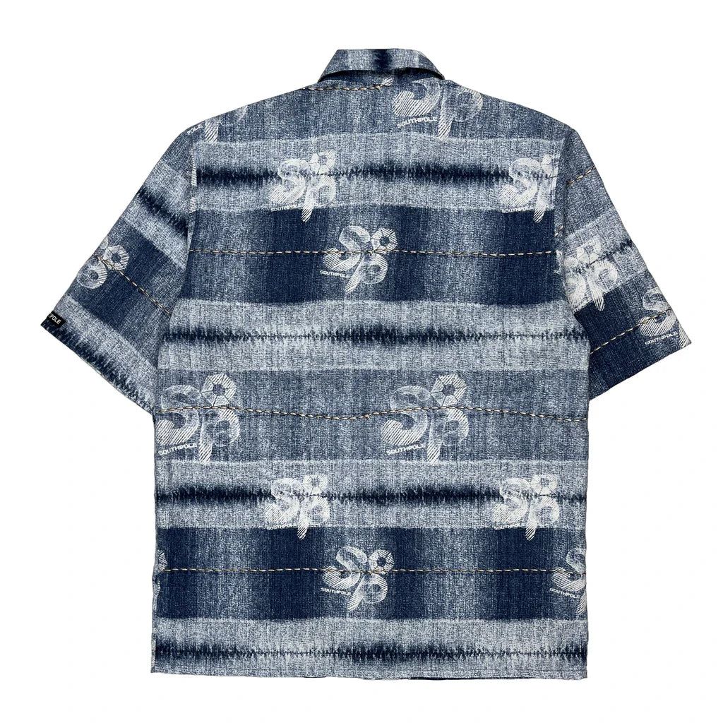 Southpole Floral Hawaiian Shirt - Medium Blue Polyester
