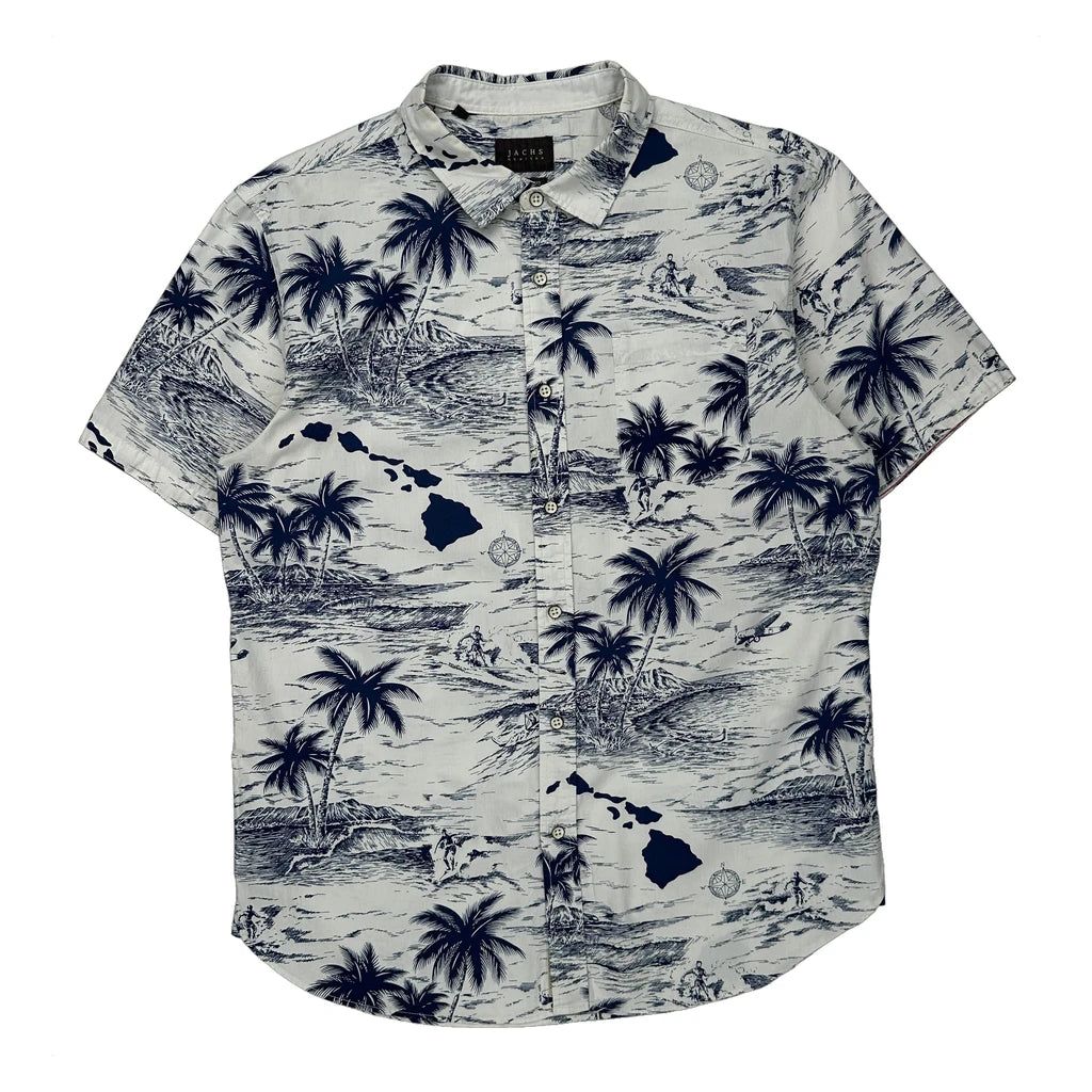 Jachs Hawaiian Shirt - Large Blue Cotton