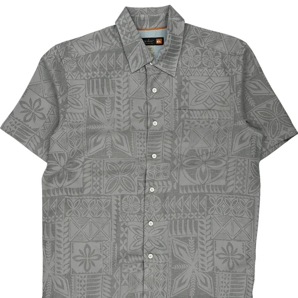 Waterman Collection Quiksilver Hawaiian Shirt - Small Grey Cotton