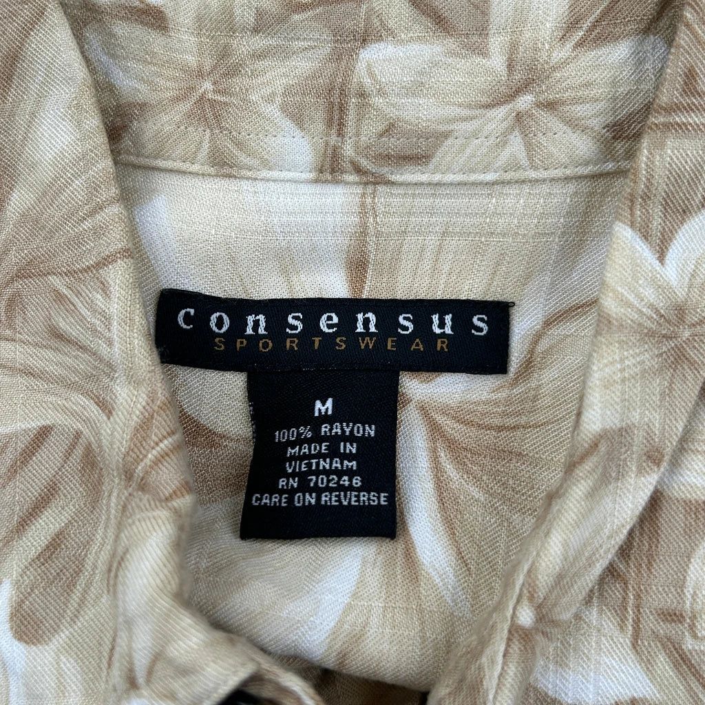 Consensus Floral Hawaiian Shirt - Medium Beige Viscose