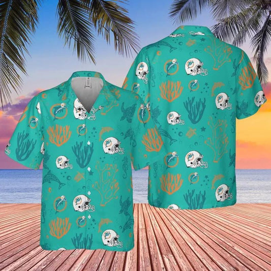 Miami Dolphins Tropical Hawaiian Shirt Coral Reef Design 430850
