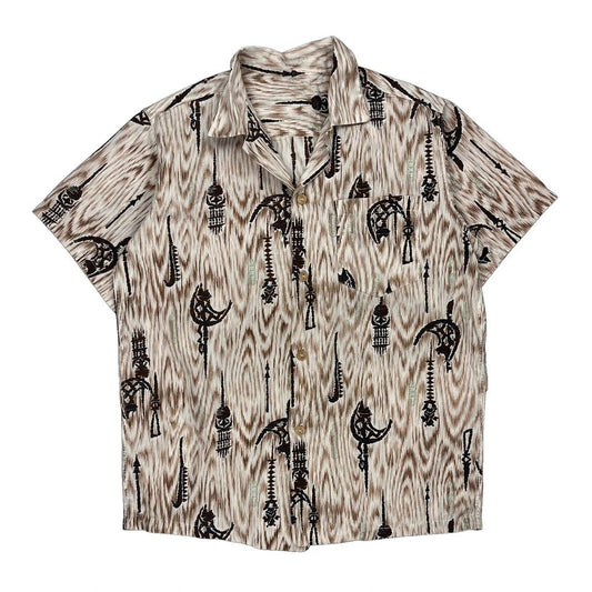 Unbranded Hawaiian Shirt - Large Beige Cotton