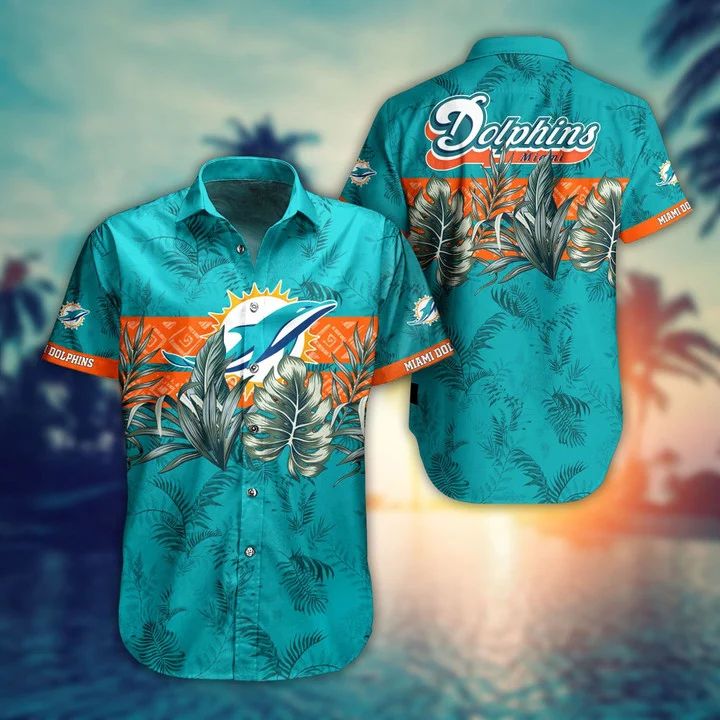 Miami Dolphins Hawaiian Shirt Tropical Leaf Design 810628